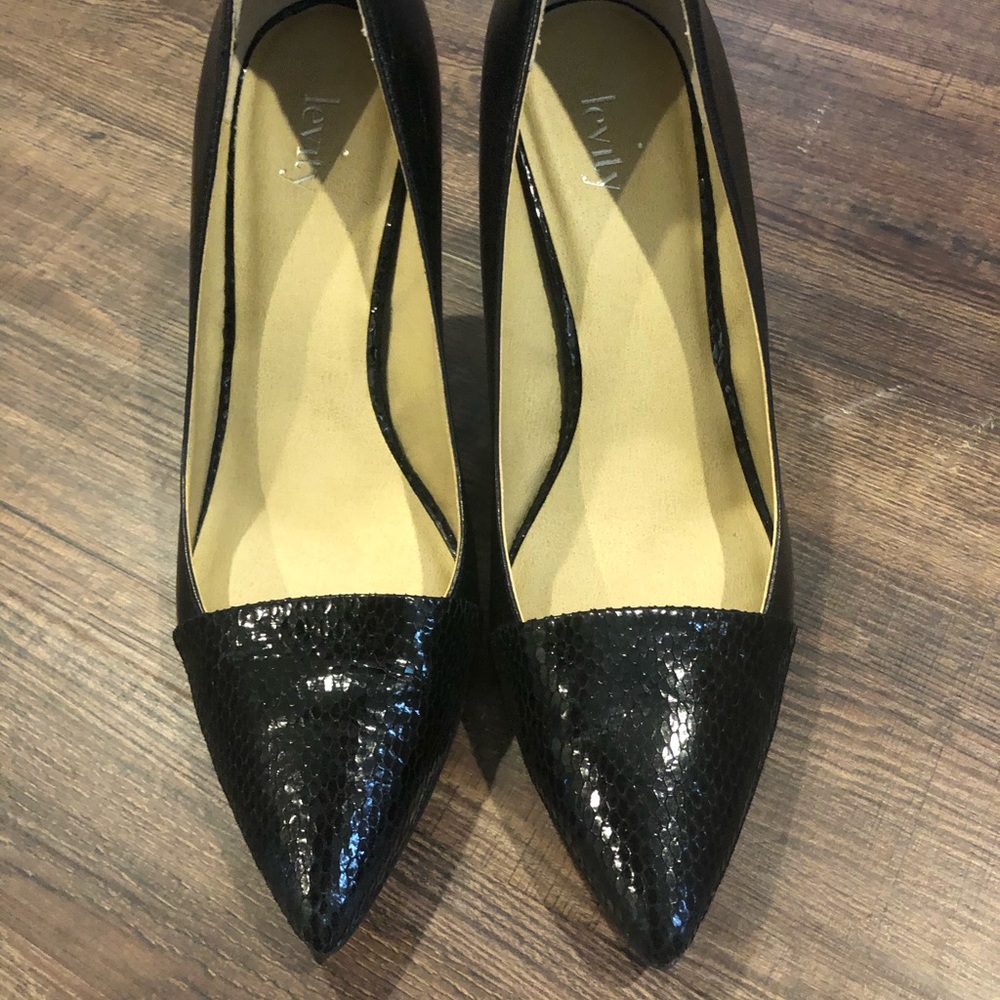 Black leather heels
